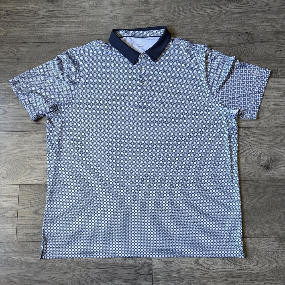 Maelreg Men's Performance Blue Geometric Polo Short Sleeve Golf Shirt - Size 3XL